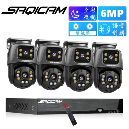 Saqicam 8路監視器套餐 POE 8MP錄影主機NVR 6MP*4 PTZ球機雙鏡頭 全彩夜視監控攝影機 雙向對講