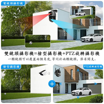 Saqicam POE監視器套餐 6MP PTZ雙鏡頭*8 8路8MP錄影主機NVR 全彩夜視攝影機 語音對講 手機監控