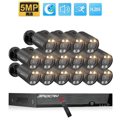 Saqicam 16路4K 8MP 錄影主機NVR 800萬畫素 POE網路供電 監視器套餐 5MP雙光源夜視全彩攝影機