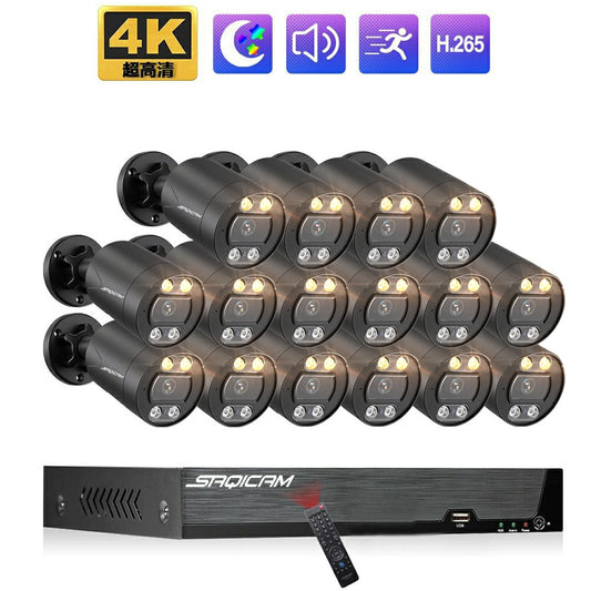 Saqicam 800萬畫素 監視器套餐 4K 8MP 16路錄影主機NVR POE供電 雙光源夜視全彩攝影機 戶外防水